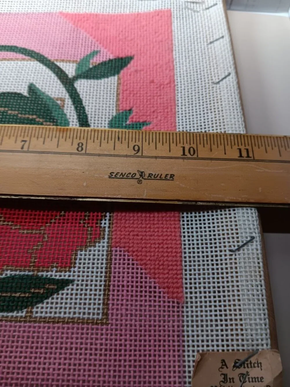 Floral Needlepoint on Painted Canvas Stretched on wood frame 11